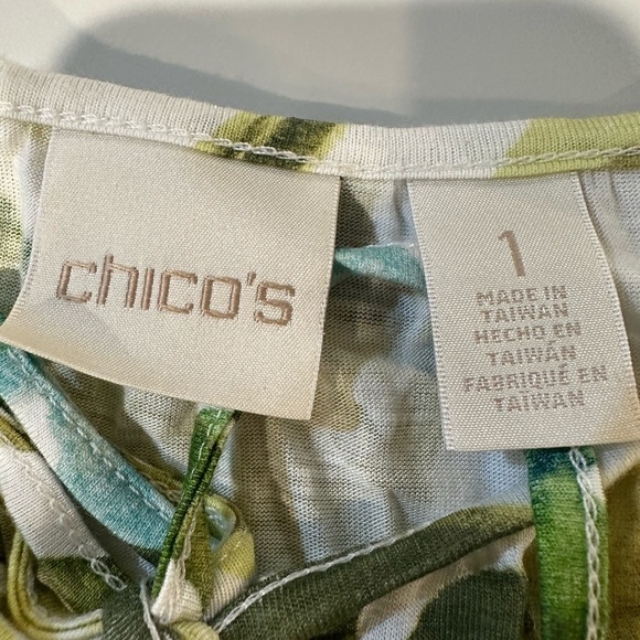 Chicos Leaf Print Long Sleeve Top Size 8 - Picture 3 of 5